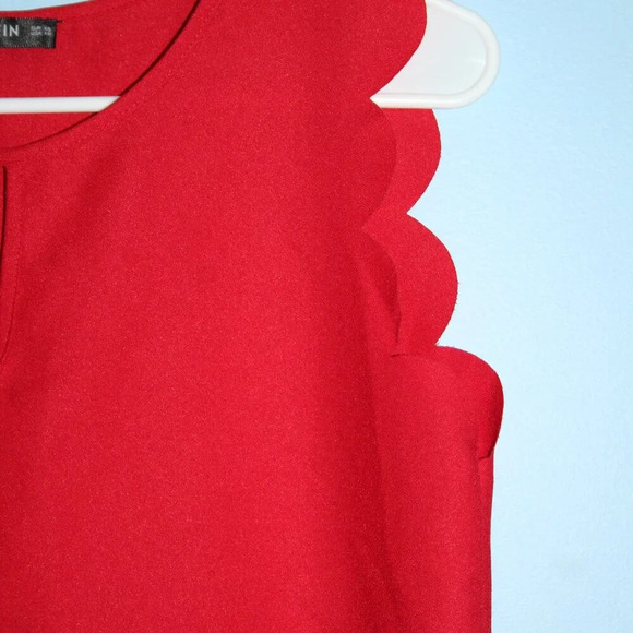 SHEIN Red High Neck Key-Hole Neckline Flutter Sleeves XS - Picture 6 of 13